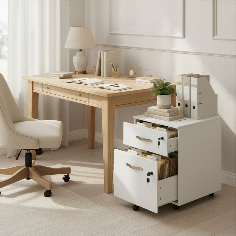 44cm Wide 2 -Drawer Mobile File Cabinet, White