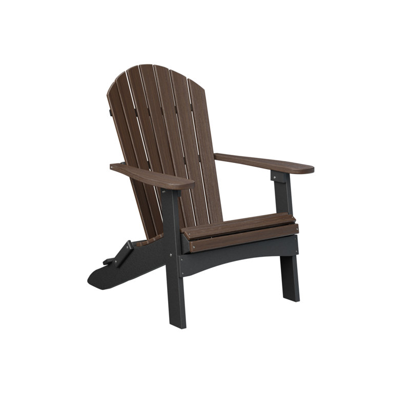 Berlin Gardens Comfo Back Folding Adirondack Chair, Brazilian Walnut/Black