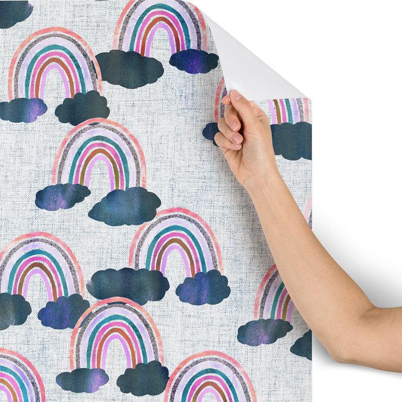 Panneau de papier peint adhésif et colle schatzi brown seulement rainbows, L 10 po x l 24 po