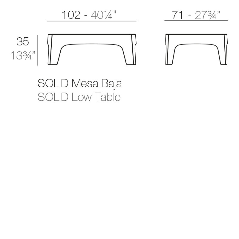  Solid Coffee Table, Black, 27.75" W x 40.25" L x 13.75" H