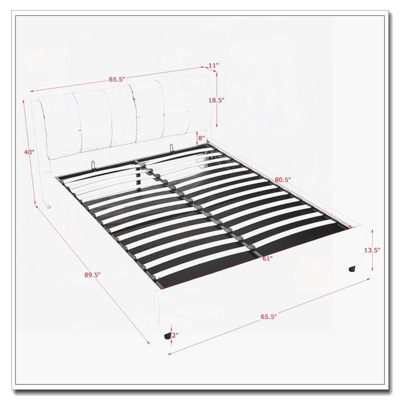 Lit avec rangement en tissu chenille, Grand lit