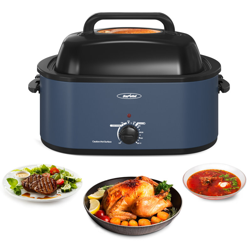 Sunvivi Electric Roaster Oven with Removable Pan, Blue, 24 quarts