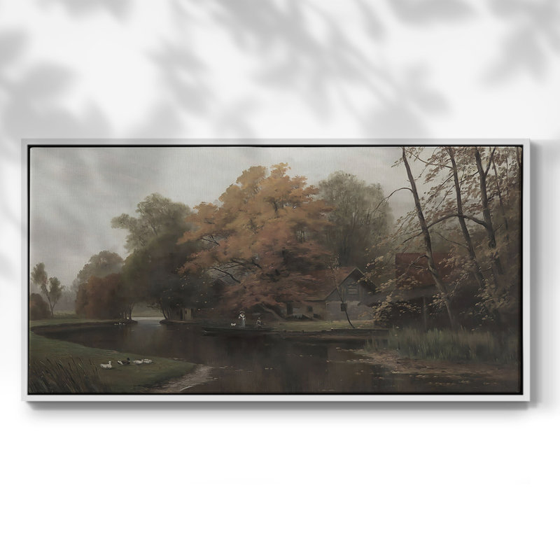 Série paysage - CDLVII - Toile tendue avec châssis tendue, prête à être accrochée, H 17 po x l 33 po, Blanc