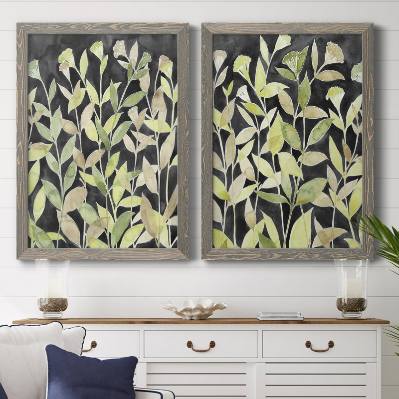 Encre Blooming Night I, toile encadrée de qualité supérieure - prête à être accrochée, H 43,5 po x l 31,5 po x P 1 po