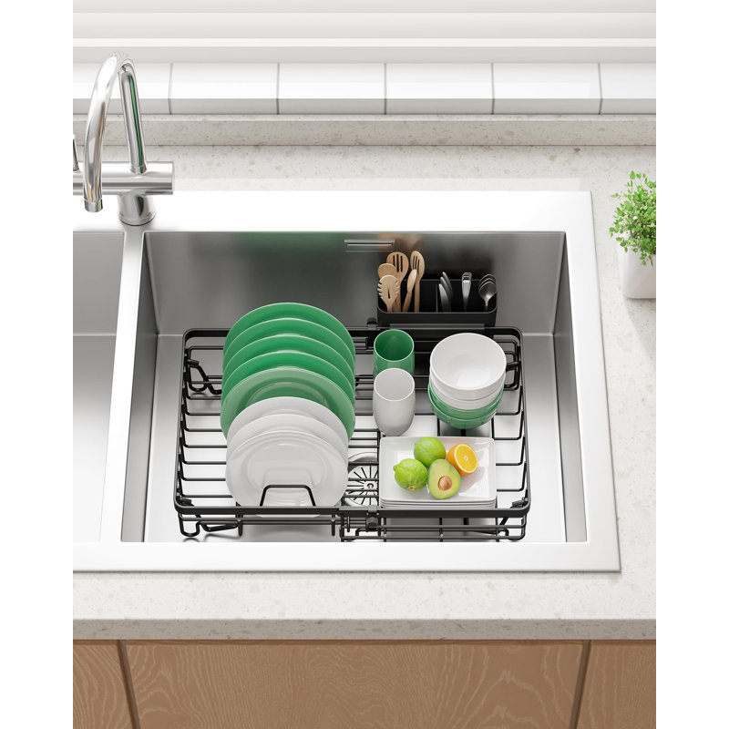 Expandable in-Sink or Over-Sink Dish Drying Rack (Black)