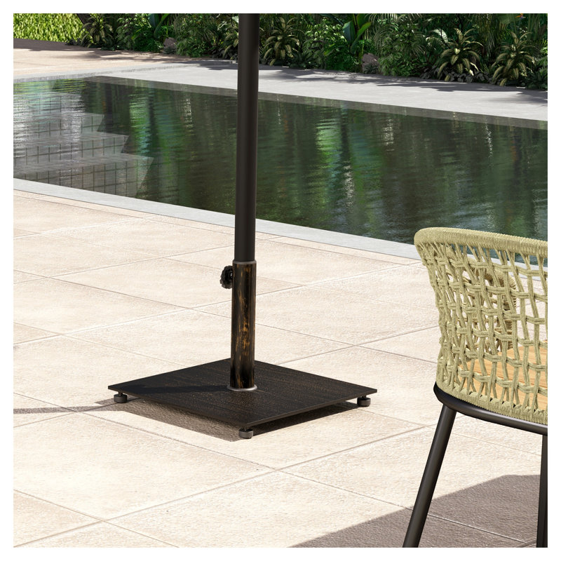 Pied de parasol carré en métal Outsunny, support lesté de 13 kg avec patins réglables pour mâts de 3,8 cm et 4,8 cm, bronze