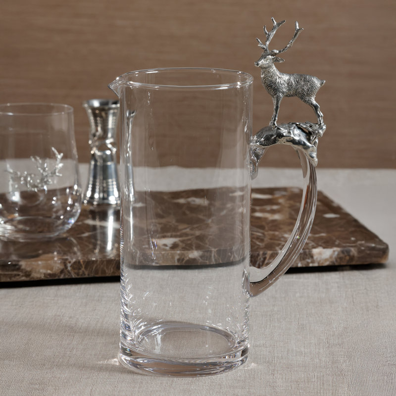 Pichet en étain et verre St. Moritz