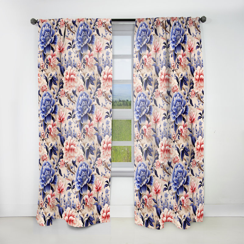 Bohemian Damask Harmony - Bohemian Velvet Curtain - Room Darkening - 1 Panel, 52" W x 120" L