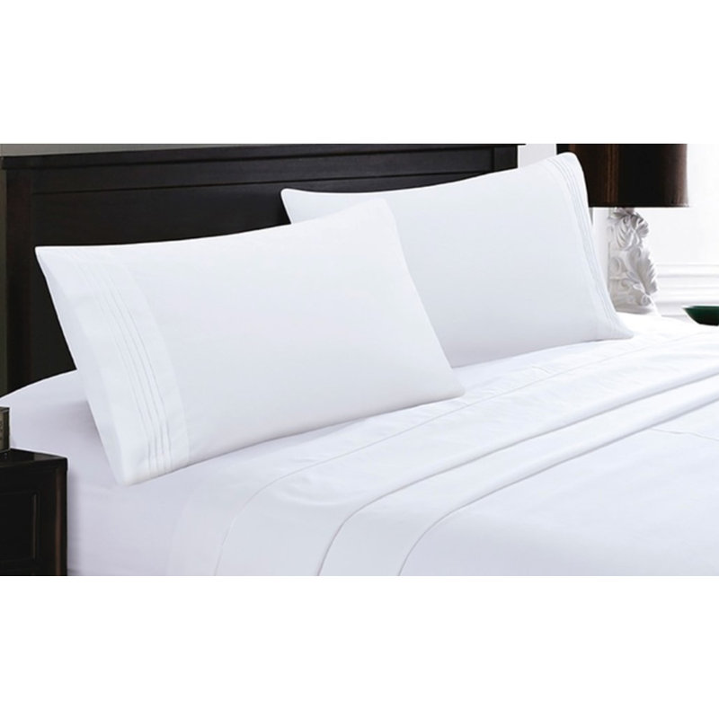 Ensemble de draps doux en bambou 6 pièces, Blanc, Double