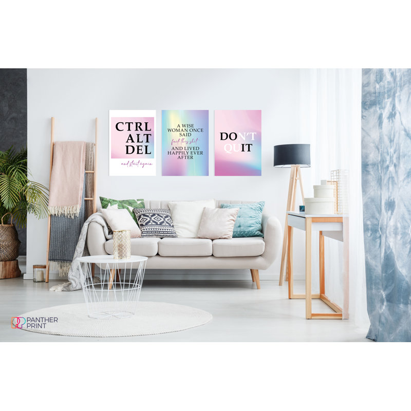 4 A Wise Woman Once Said, Ctrl Alt Delete And Start Again, And Don't Quit - 3 Piece No Frame Print Set, 42cm H x 29.7cm W
