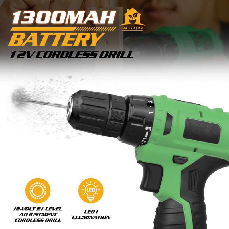 27-Piece Drill Driver Set Lithium-Ion Home Tool Kit With 20Nm Torque & ABS Case??, Green