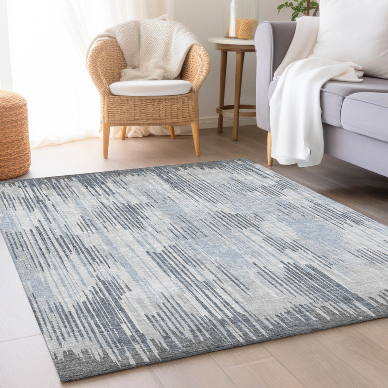 Premium Machine Washable Prisco Gray Rug, Rectangle 9' x 12'