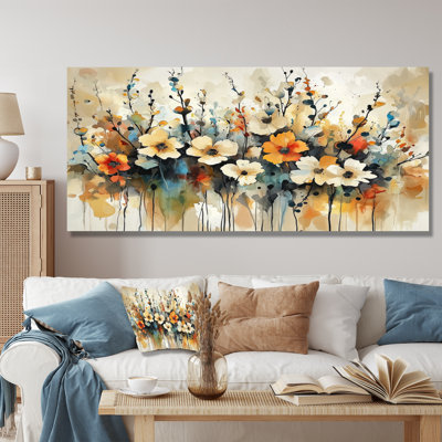 «Wildflowers Blooming Abstract Symphony II», art mural fleurs sauvages