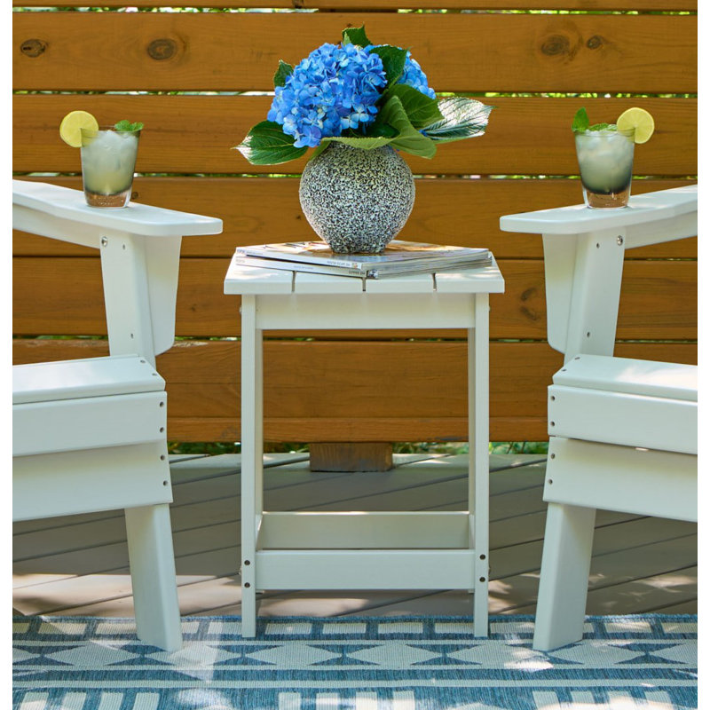 Table d'appoint carrée en résine PEHD Adirondack Harper, Blanc
