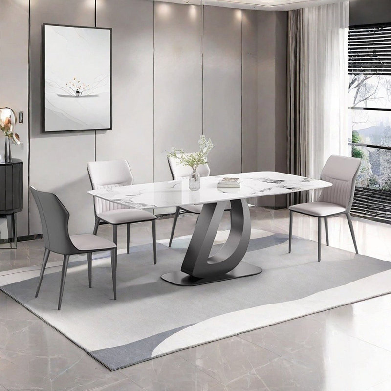 Minimalist modern rectangular dining table set, 29.5"H x 55.1"L x 31.5"W