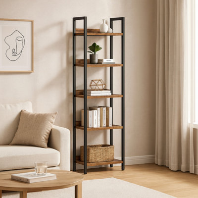 5 Tier Bookshelves, Brown