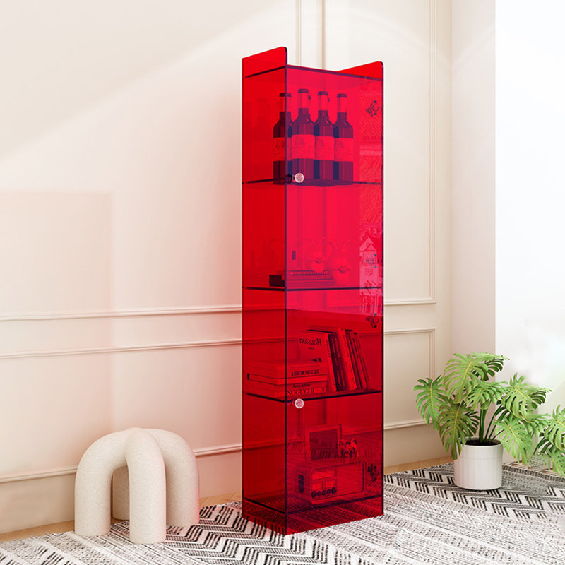 Armoire moderne en acrylique avec portes, Rouge