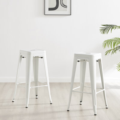 Honora Classic Industrial Metal Breakfast Bar Stool - Style Bold Colour Stackable