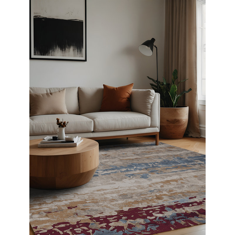 Machine Washable Gray Area Rug, Square 6'