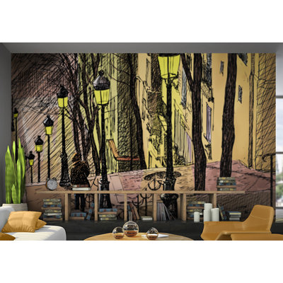Lonely Walk Through Montmartre Wall Mural