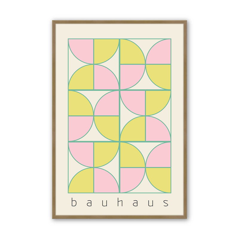 «Bauhaus Pastel Play» par Looks Printables, Papier avec cadre doré brossé, H 15,25 po x l 12,25 po x P 1,25 po