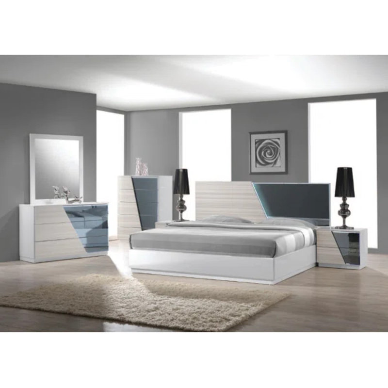  Rochdale Solid Platform Bed (LED with Smoked Mirror) , Queen