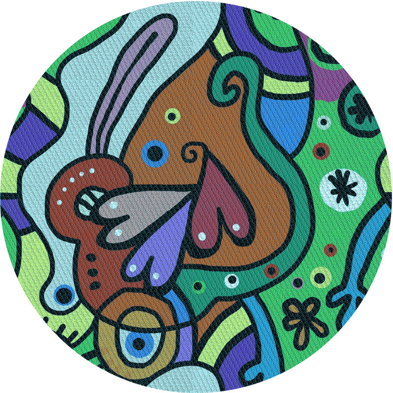 Abstract Indoor Rug, Round 7'