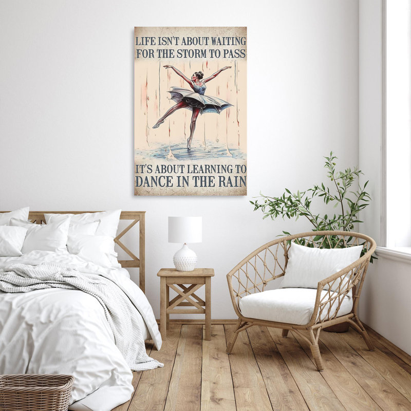 «Its About Apprendre à danser sous la pluie», reproduction d'art graphique sur toile tendue, H 36 po x l 24 po x P 1,25 po