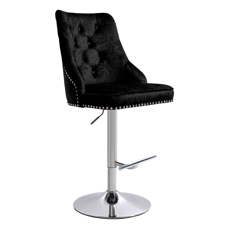 Alaniz Height Adjustable Swivel Bar Stool Counter Stool, Black