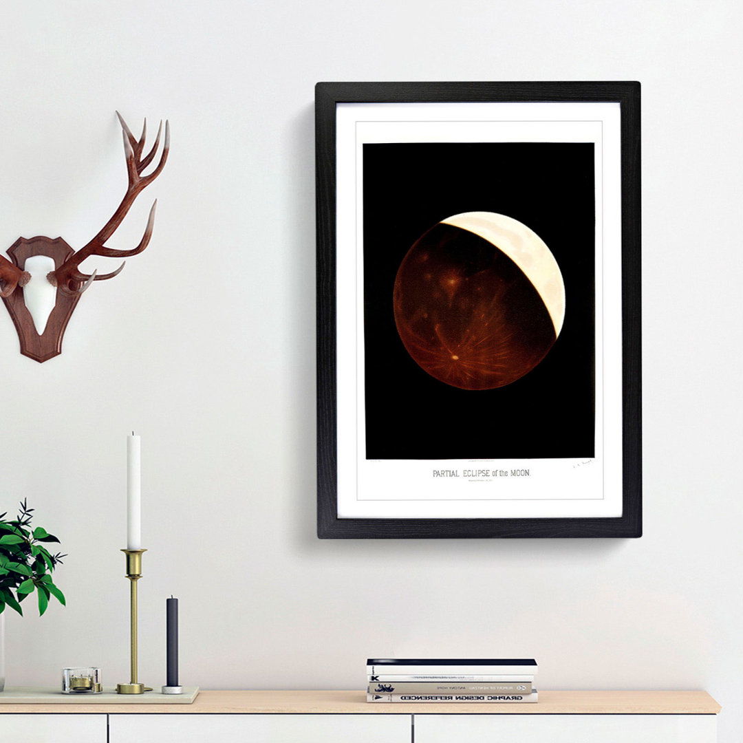 Partial Eclipse of the Moon by E. L. Trouvelot - Framed Print