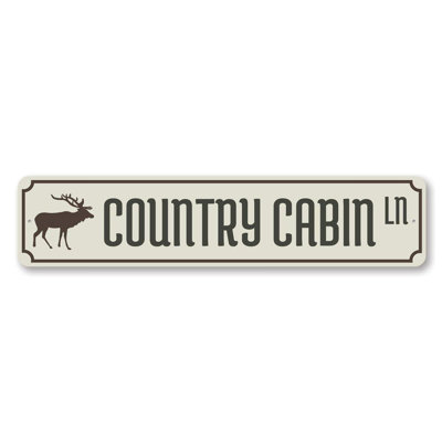 Enseigne en aluminium Country Cabin Lane