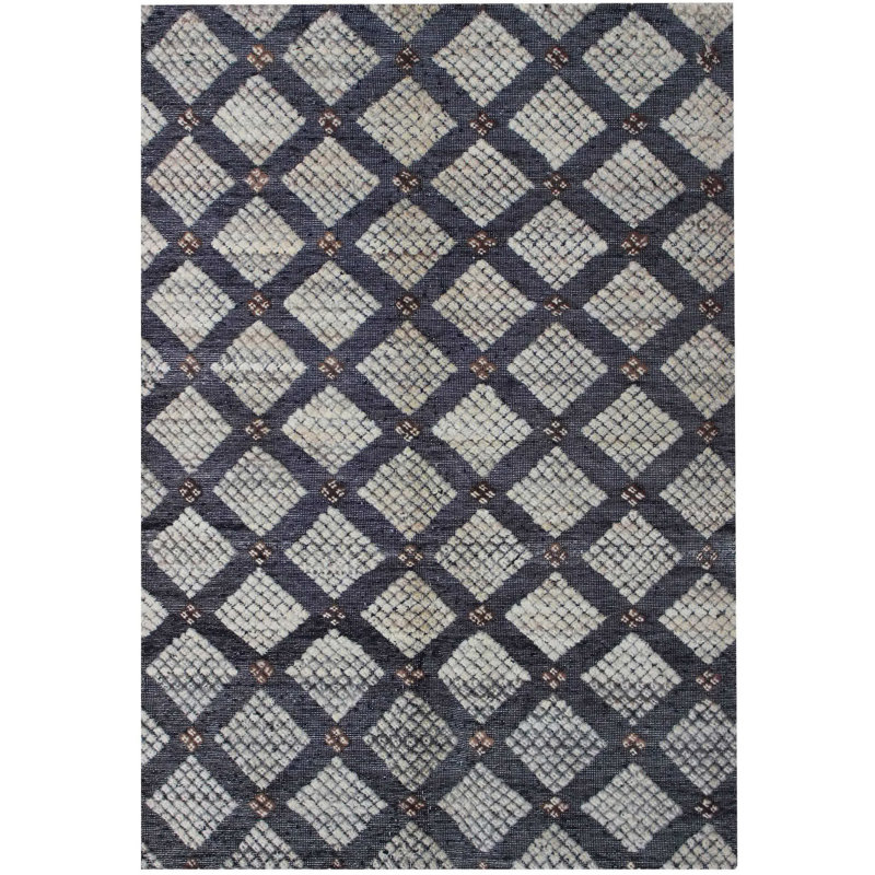 Geometric Hand Knotted Area Rug, Rectangle 147 x 195cm