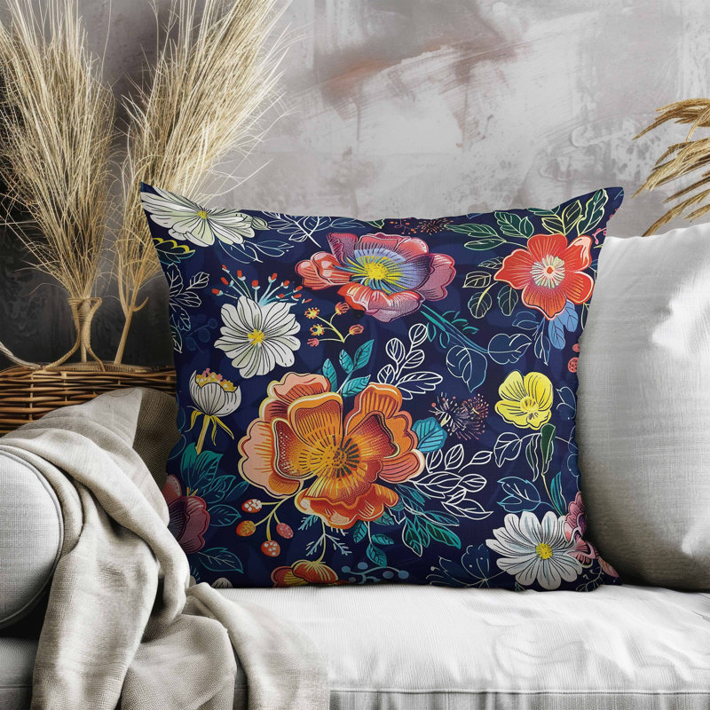 Coussin Starlight, Carré 20 po, Bleu/rose/orange