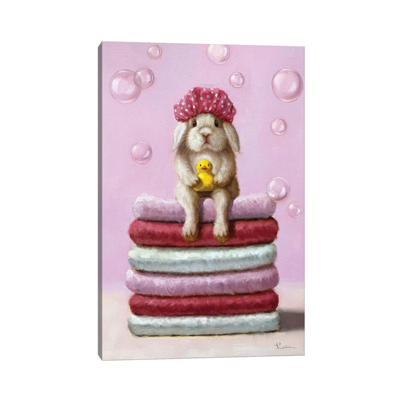 «Bath Day» par Lucia Heffernan, peinture sur toile tendue, H 12 po x l 8 po x P 0,75 po
