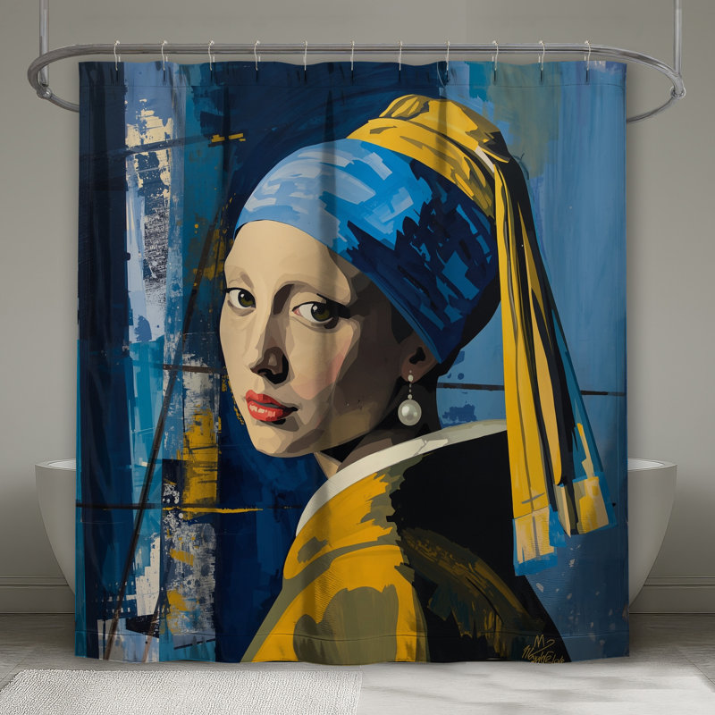 Fille avec des rideaux de douche très longs, 70in W x 72in H