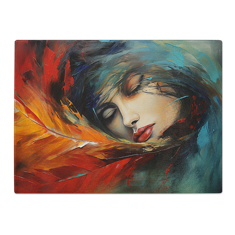 Feather Woman No.2  Glass Chopping Board