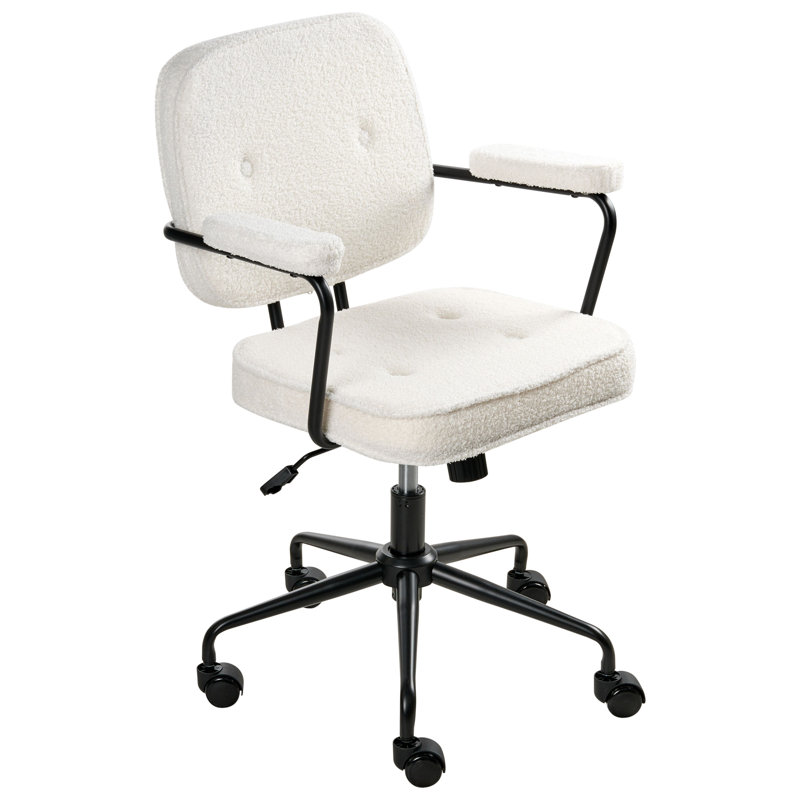 Office Chair, White, Boucle