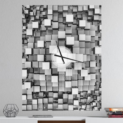 Cubes noirs et gris - horloge abstraite en métal