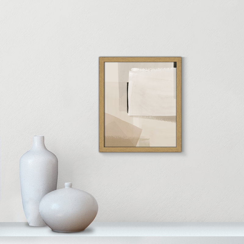Imprimé calme et géométrique par Hazel J, L 13 po x H 15 po, Framed Print, Grain de bois naturel