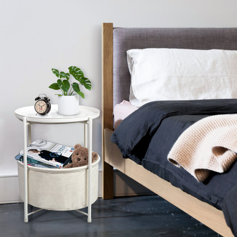 Serik Iron Tray Top End Table, White