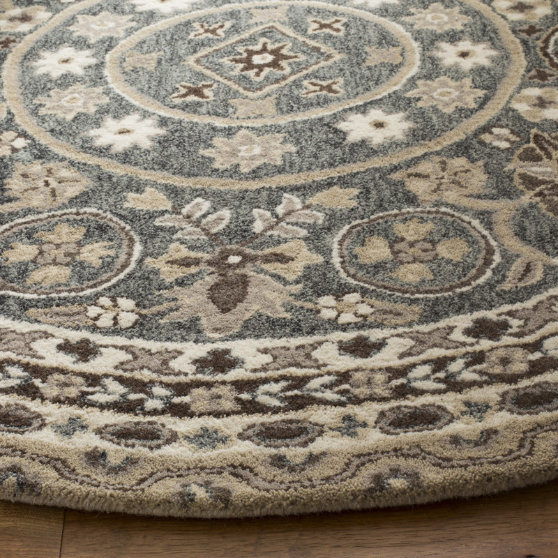 Shillington Hand Tufted Wool Oriental Rug, Round 5'