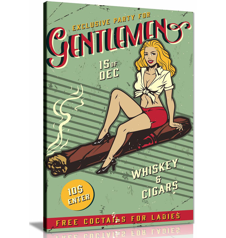 Gentlemen Club Whiskey And Cigars 2 - Wrapped Canvas Print, 31cm H x 20cm W