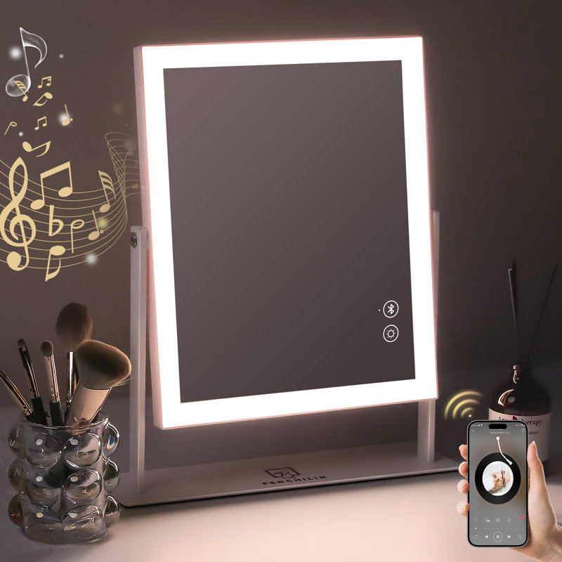 Miroir rectangulaire en métal à DEL