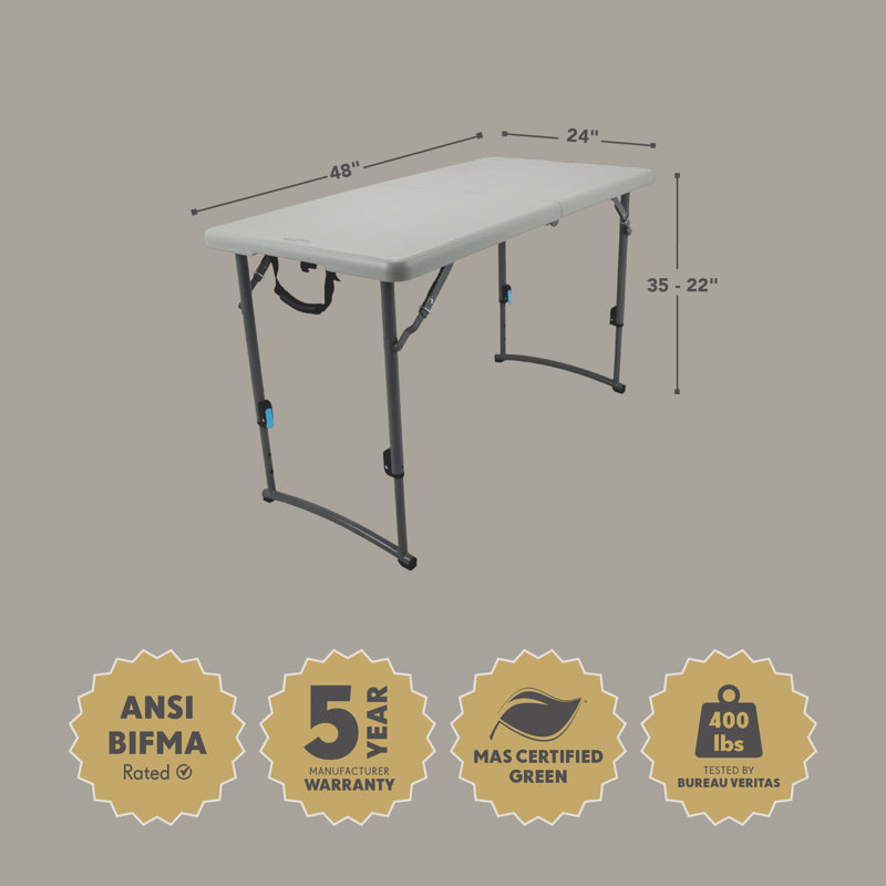 Derek Adjustable-Height Fold-in-half table, 24 x 48