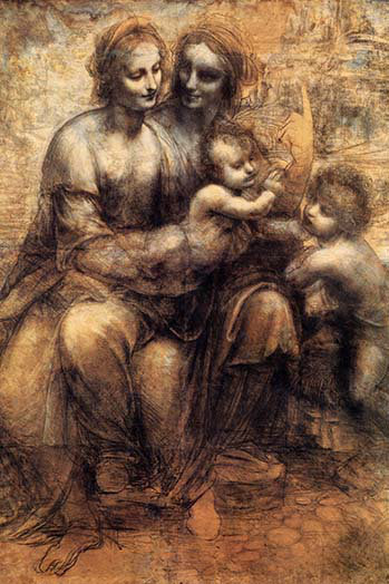 Mary Christ St. Anne and The Infant St. John - reproduction imprimée, H 30 po x l 20 po x P 1,5 po