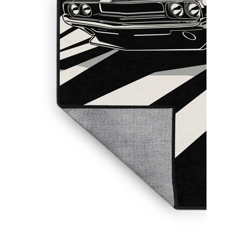 Tapis rétro gris et noir lavable à la machine Daleville, 2 x 3