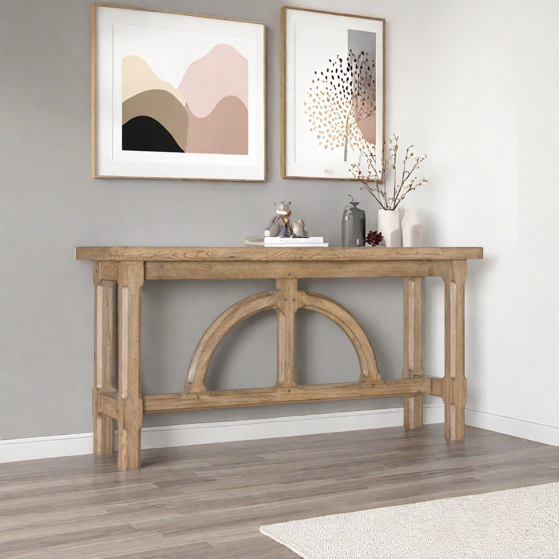 Illustration of Retro Minimalist Console Table With Storage