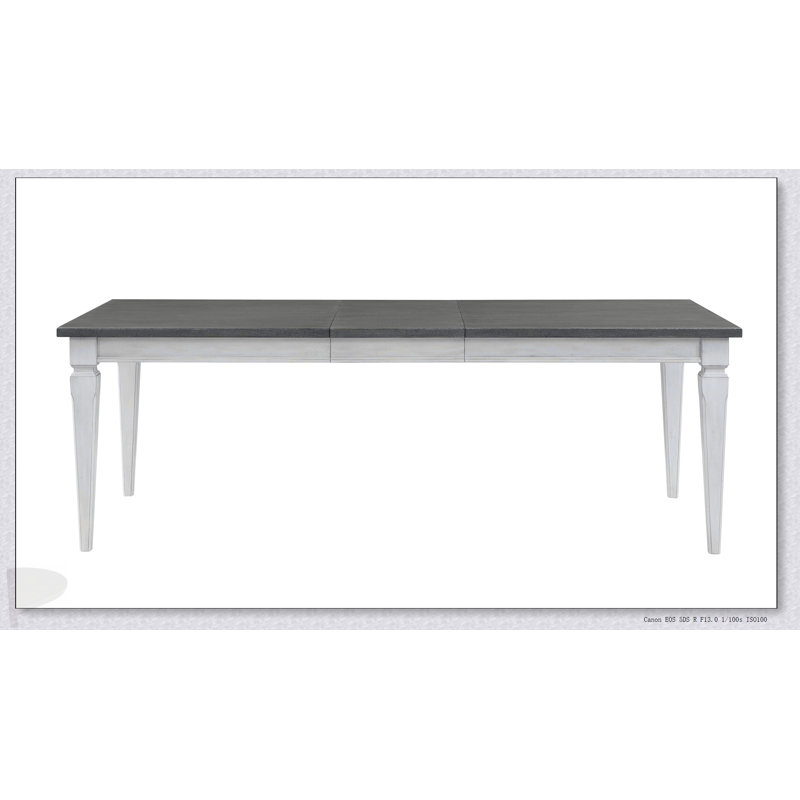 Katia Rustic Gray & Weathered White Finish Extendable Dining Table With Spacious Surface And Durable Construction