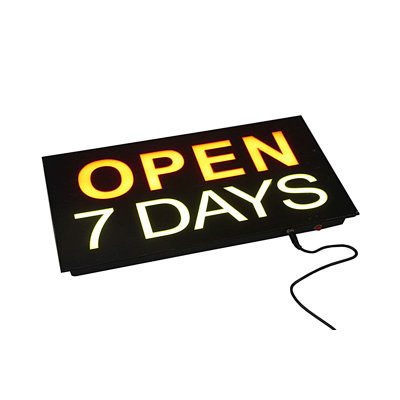 LED Illuminated Sign with "Open 7 Days" Message, Red & Yellow