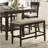 Brown Fabric Upholstered Counter Height Bench For Dining Room - Dark Finish Wood Frame, 26" Seat 25.5Lb Weight